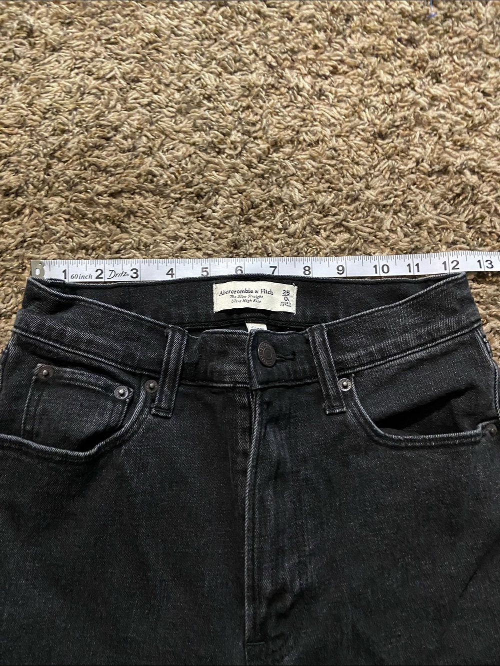 Abercrombie Black High-Rise Women’s Jeans - Classic Straight Leg Size 0 Tall - Picture 3 of 4